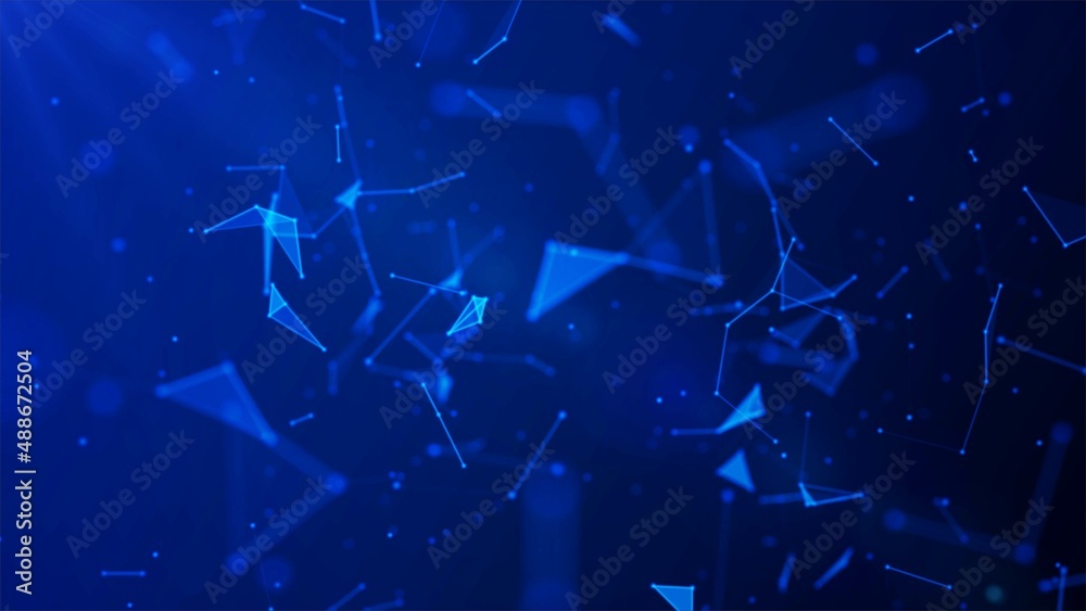 Fototapete abstract neon background. design of glass fragments. texture of geometric shapes, triangles, lines, 