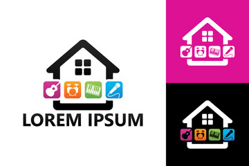 Musics studio house logo template design vector