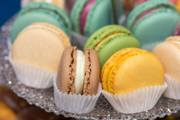 famous macarons on a platter at the restaurant 