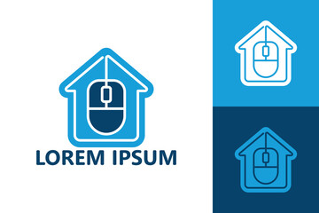 Mouse computer studio house logo template design vector