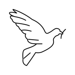 pigeon bird christianity line icon vector illustration