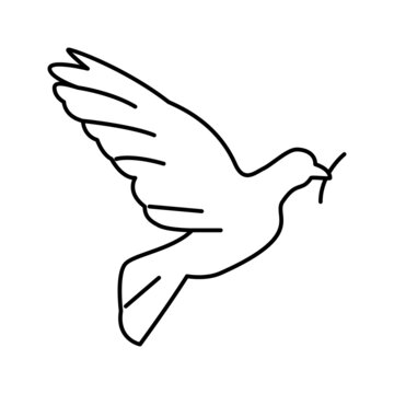 pigeon bird christianity line icon vector illustration