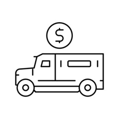 armored truck transport line icon vector illustration