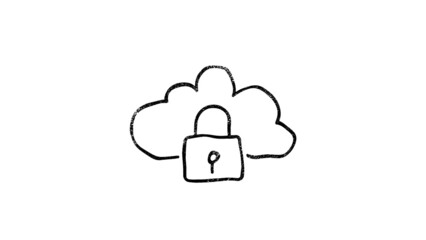 Cyber security hand draw icon on dark background. Security concept. Motion graphics.