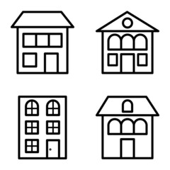 Houses Flat Icon Set Isolated On White Background