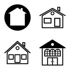 Houses Flat Icon Set Isolated On White Background