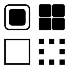 Square Flat Icon Set Isolated On White Background