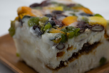 Korean food pumpkin rice cake on white background