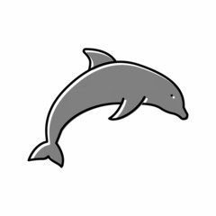dolphin ocean color icon vector illustration