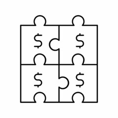 financial puzzle and diversification line icon vector illustration