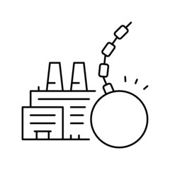 plant factory demolitions line icon vector illustration