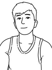 back and white of cute man cartoon for coloring