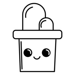 Cartoon illustration with cartoon cactus. Doodle style. Vector illustration. stock image. 