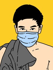 cute man cartoon on yellow background