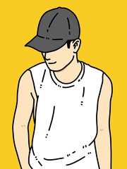 cute man cartoon on yellow background