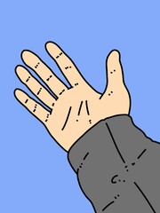 hand and finger cartoon on blue background
