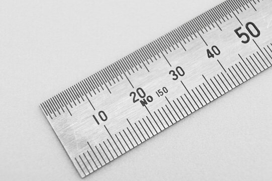 Metal Ruler On White Stock Photo - Download Image Now - Ruler