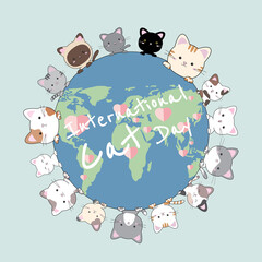 International cat day vector illustration