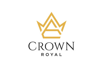 initial logo letter E with crown vector symbol illustration design