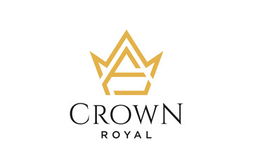 initial logo letter F with crown vector symbol illustration design