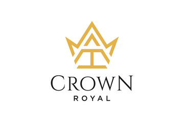 initial logo letter T with crown vector symbol illustration design