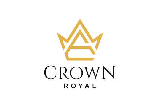 initial logo letter E with crown vector symbol illustration design