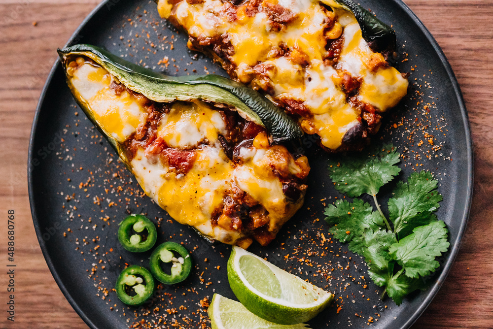 Wall mural stuffed poblano pepper on a plate