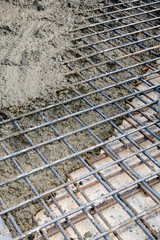 reinforced concrete casting on a rebar plate