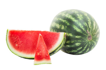 Red watermelon whole and pieces isolated