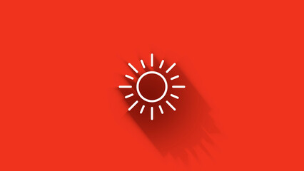 Social media long shadow icon design isolated on red background. Outline web icon. Motion graphics.