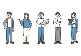 ビジネスパーソンの全身イラスト素材