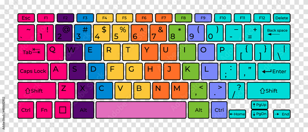 Poster Computer keyboard button layout template with letters for graphic use. Vector illustration