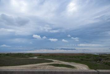 Beach and storm sky