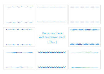 Obraz premium 水彩タッチの装飾フレーム、青と水色のセット