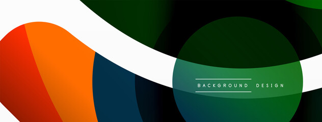 Obraz premium Creative geometric wallpaper. Minimal abstract background. Circle wave and round shapes composition vector illustration for wallpaper banner background or landing page