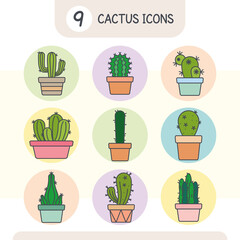 Set of different cactus icons Vector