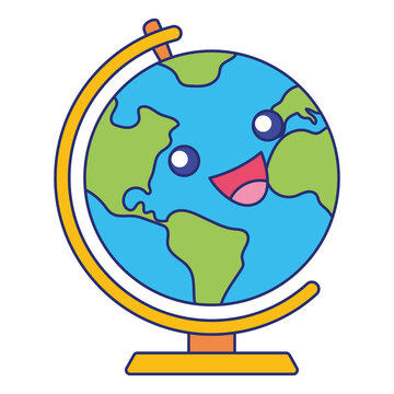 Isolated colored happy earth globe character Vector