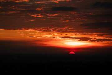 nature landscape scene, sunset over the mountain foe using in outdoor travel concept, sky sunrise summer scenic