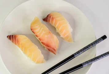 Authentic salmon and tuna Nigiri sushi