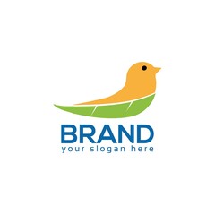 Birds and leaf logo vector. Flat design. Vector illustration on white background