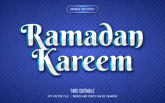 ramadan kareem text effect in blue 3d