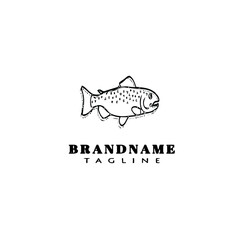 animal fish cartoon logo template icon design black isolated vector illustration