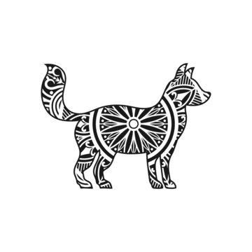 Fox animal mandala design illustration vector