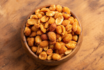 Honey Roasted Peanuts on a Wooden Table