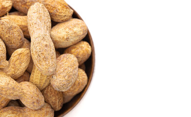 A Bowl of In Shell Peanut on a White Background