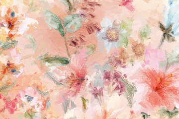 Abstract beautiful oil painting flower vintage illustration
