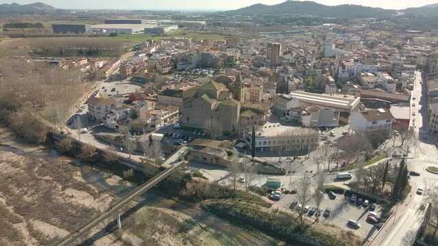 Tordera city of Barcelona aerial images small town next to a river Maresme Many houses with tiled roofs visible from above