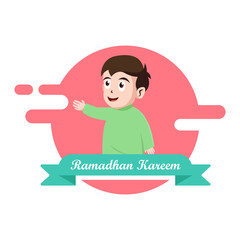 Ramadan Kareem greeting character Premium Vector