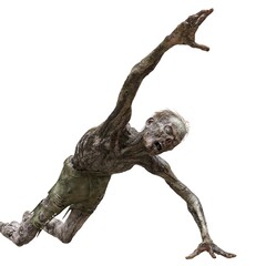 Zombie male isolated white background 3d illustration
