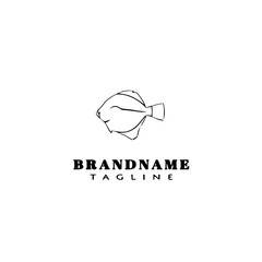flounder fish logo flat icon design template black isolated vector illustration